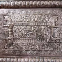 سینی مسی قلمزنی قدیمی شیرازی 30*40