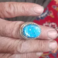 انگشتر مردانه با نگین دست ساز از جنس فیروز