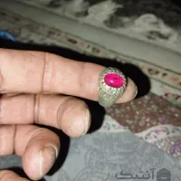 انگشتر قدیمی رکاب نقره دست ساز یاقوت آلبالویی
