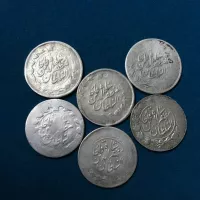 6 عدد سکه دوهزار دیناری و دوقرانی مظفری ارور